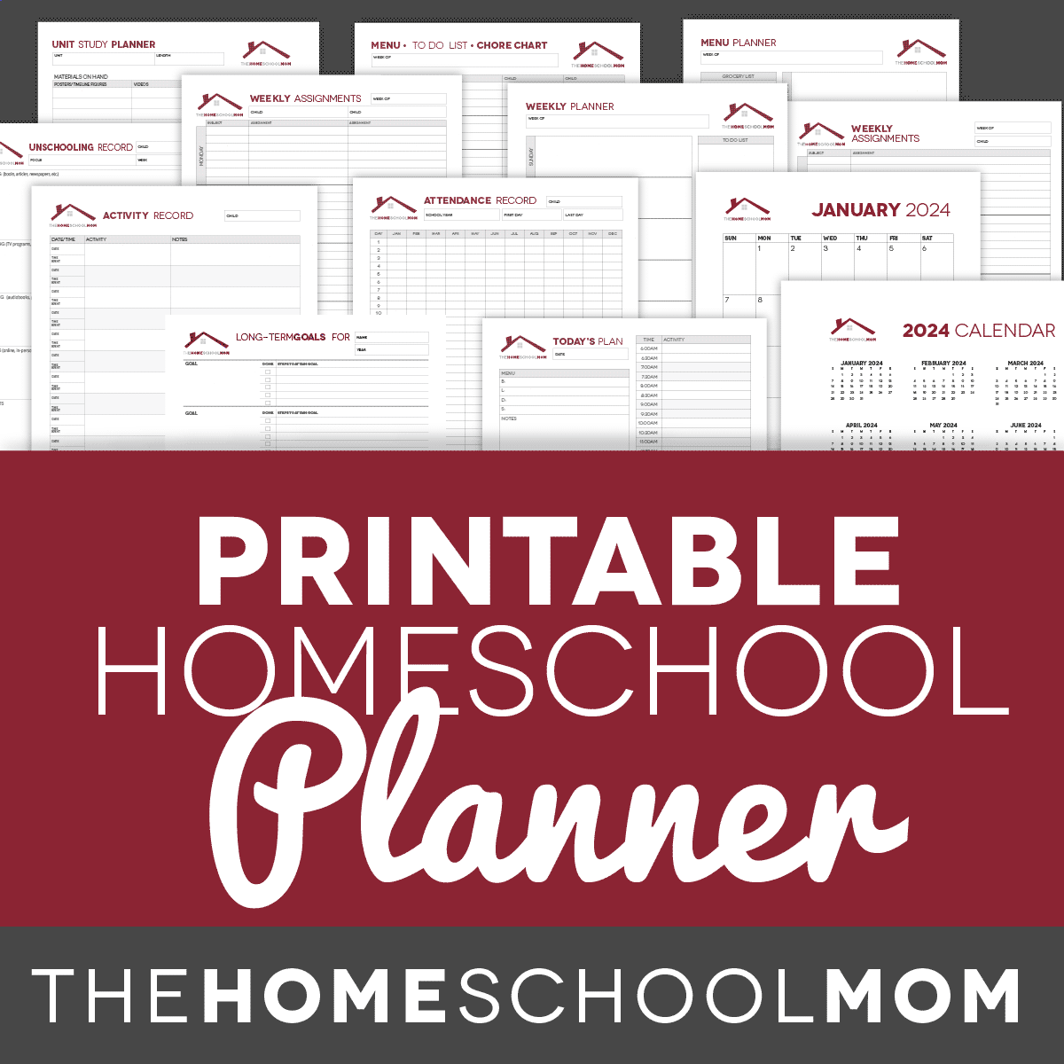 Homeschool Attendance Calendar 2025-2026 Free Printable
