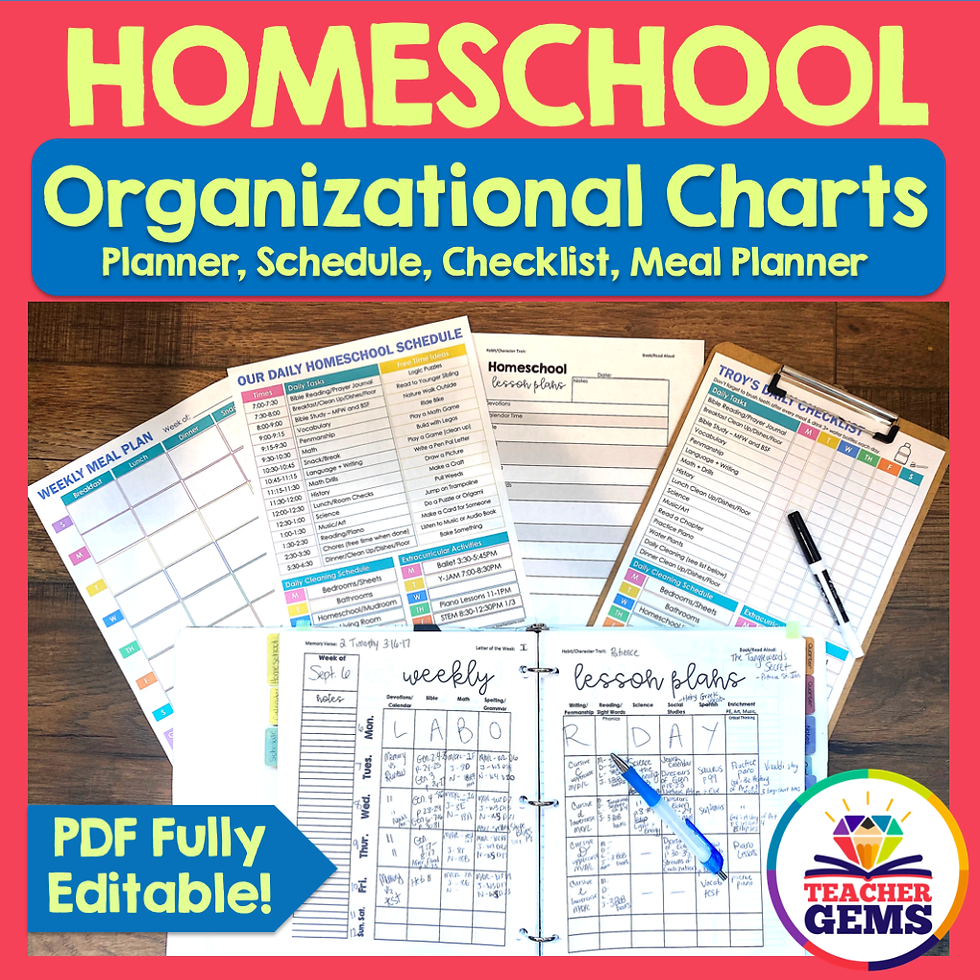 Printable Homeschool Schedule Planner Checklist More 