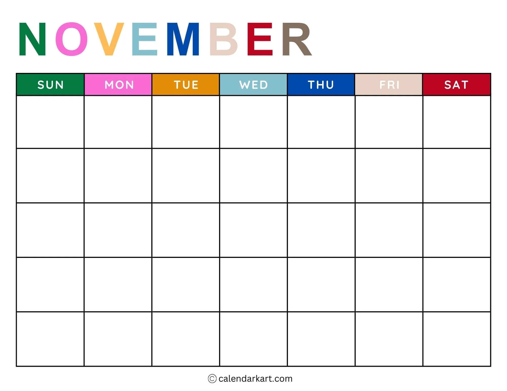 November Printable Calendar