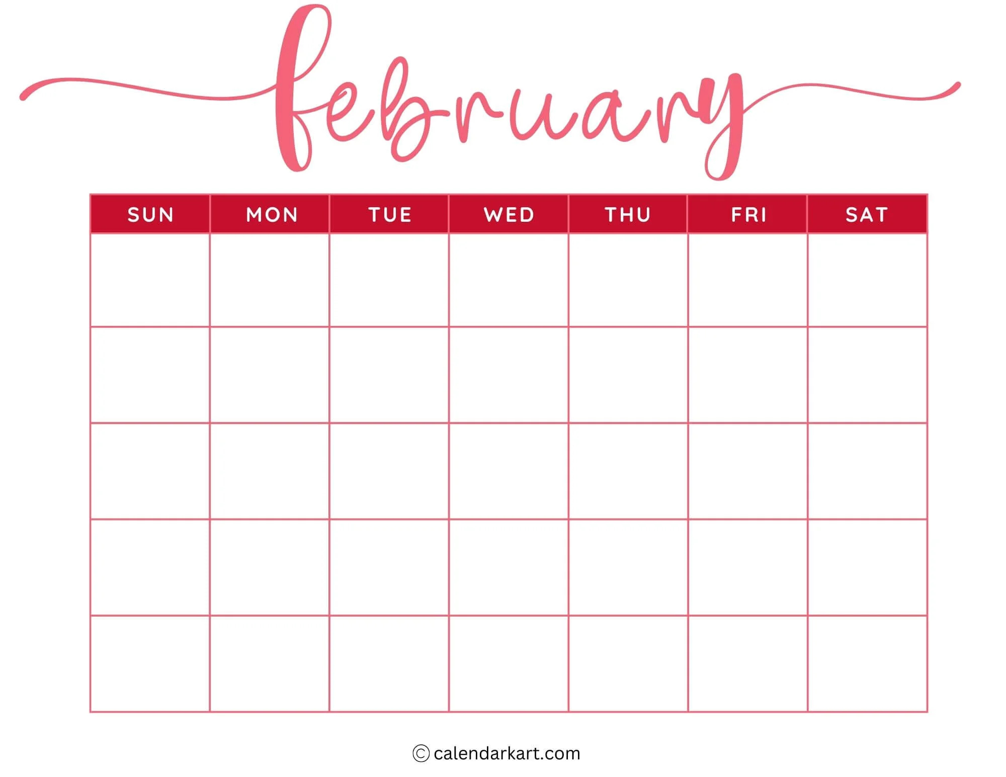 Printable Generic Calendar