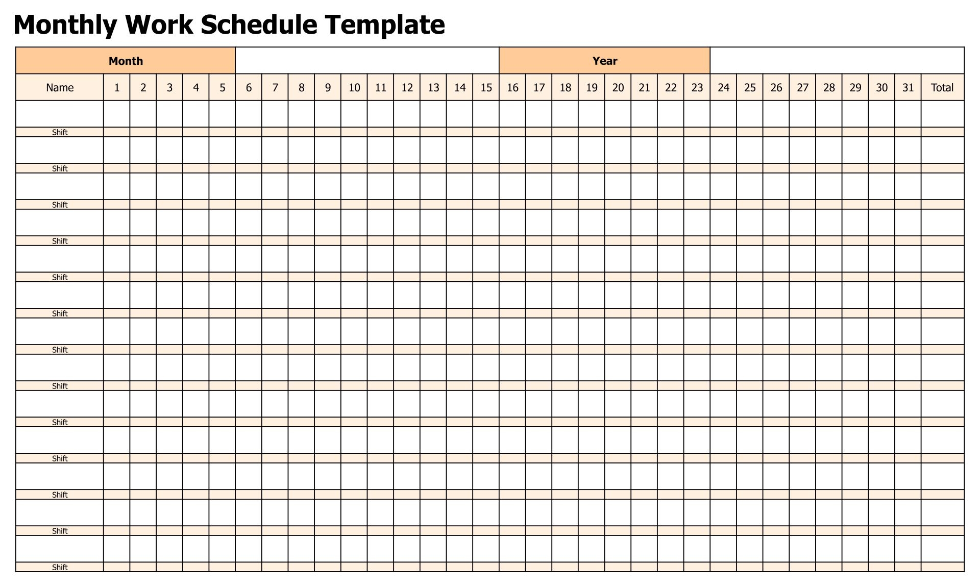 Printable Monthly Work Schedule Templates Free Bretnmakcetobus1988 s Ownd