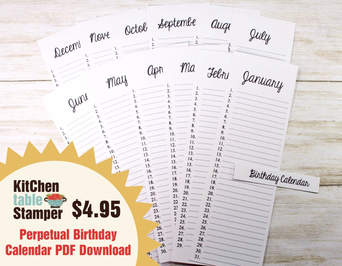 Birthday Calendar Printable Pdf