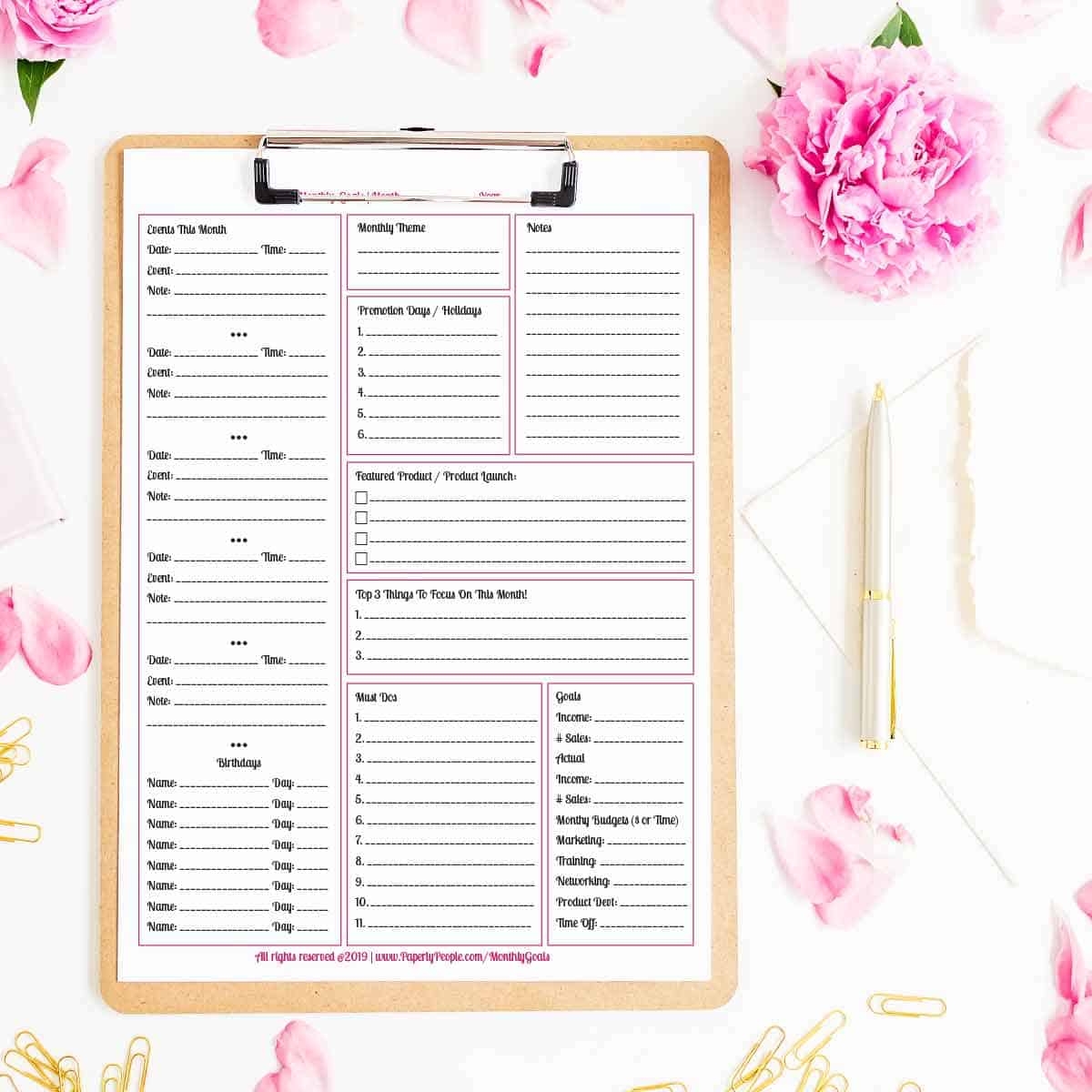 Printable Planner Calendar System For Staples ARC System Or 3 Ring Binder
