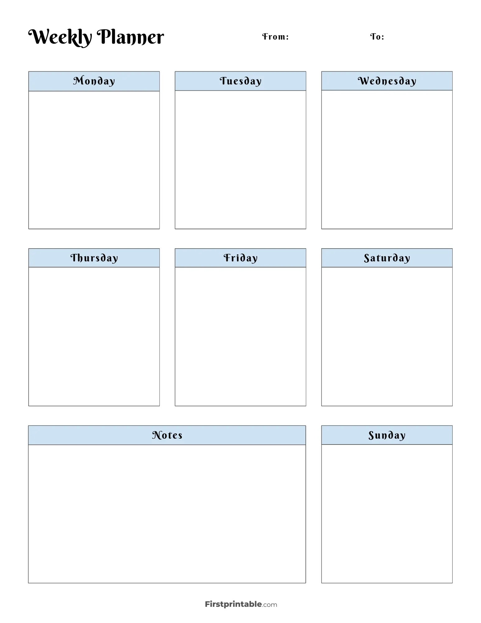 Printable Blank Lined Calendar