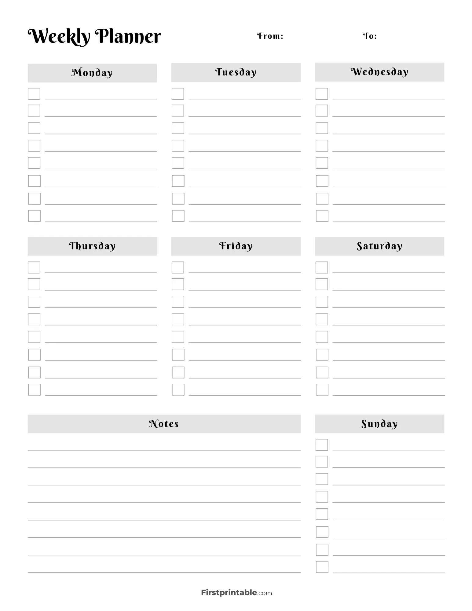 Printable Weekly Calendar U0026 Planner Free Templates