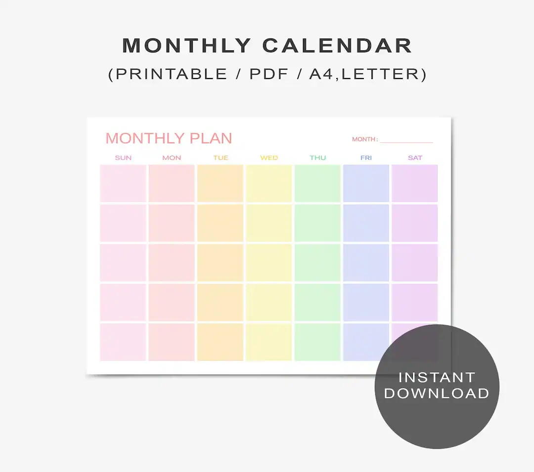 Free Printable Monthly Calendar Planner