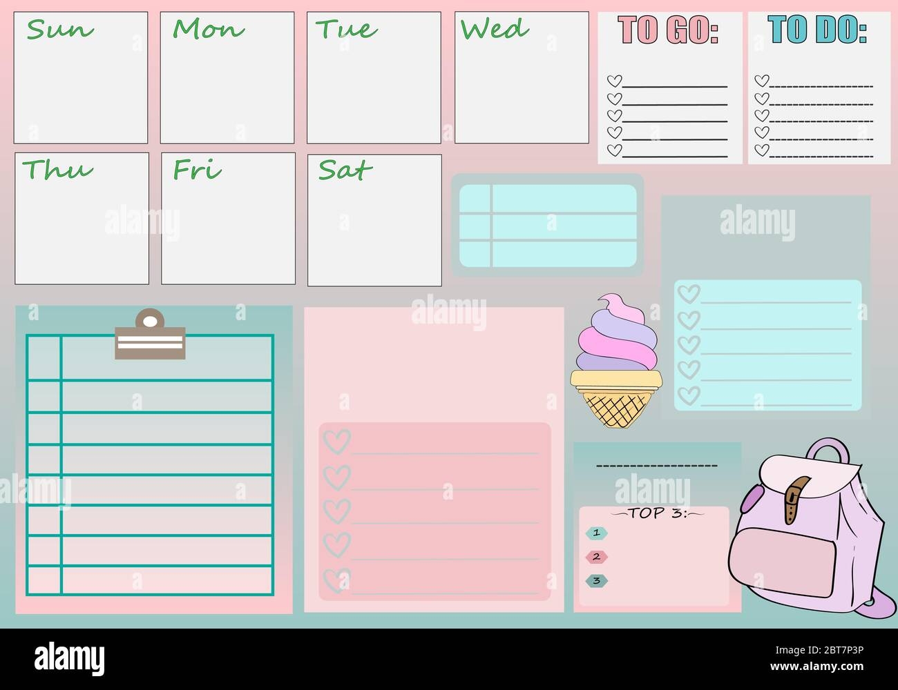 School Calendar Planner For The Organized Diary Vector Stock Vector Image Art Alamy