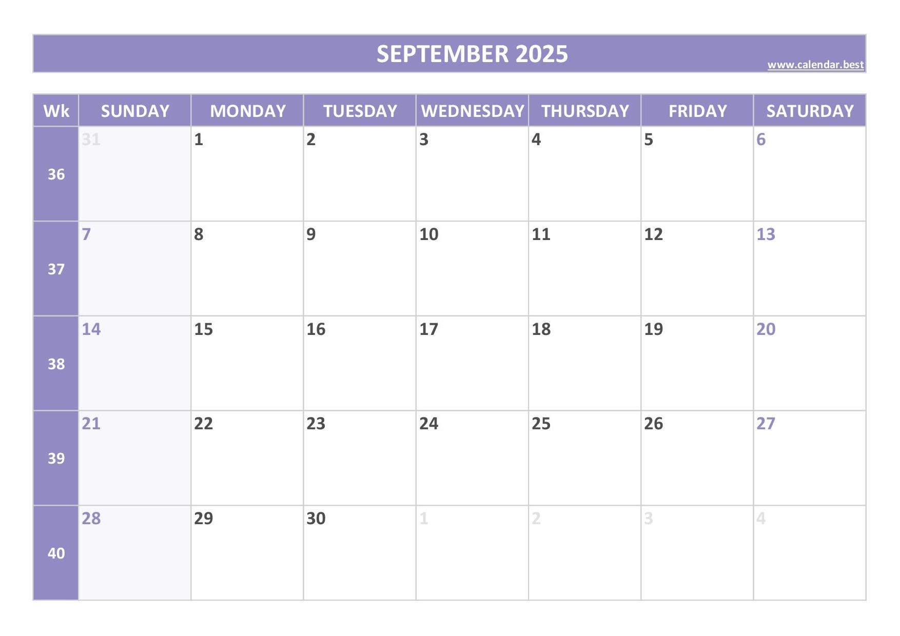 Free Printable Calendar September 2025 Pdf