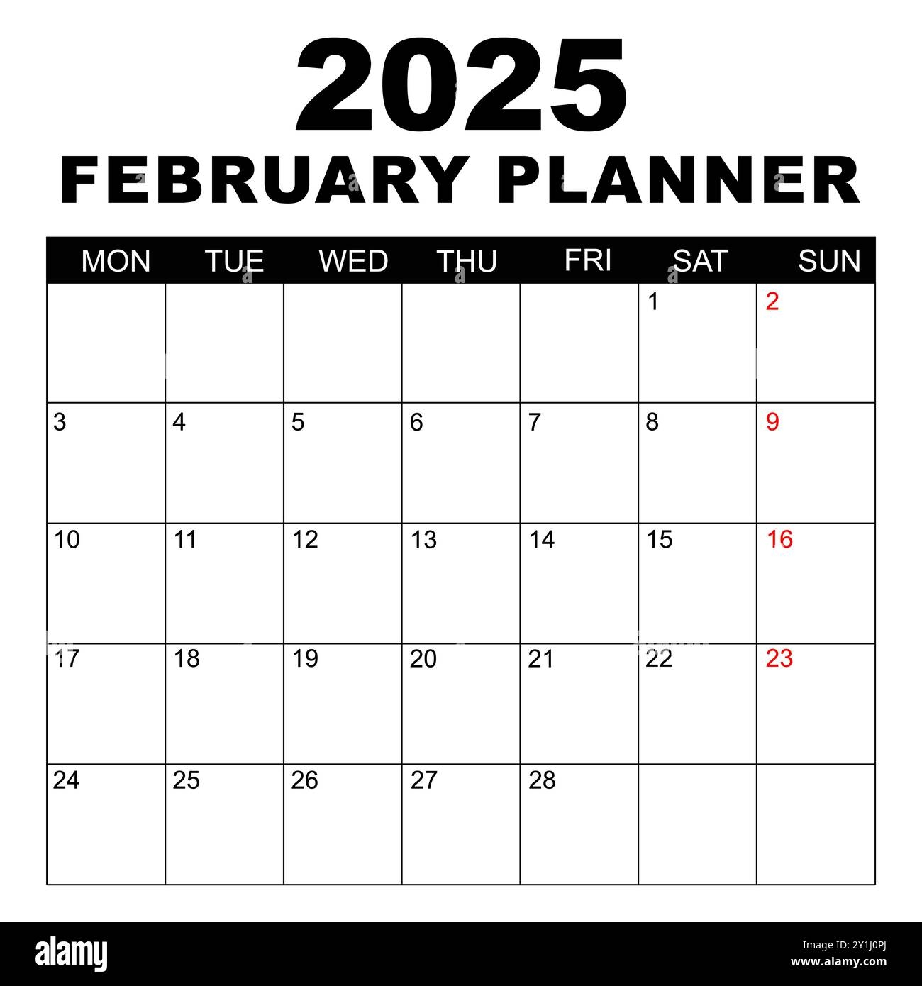 Simple 2025 Year Calendar Week Cut Out Stock Images Pictures Page 3 Alamy