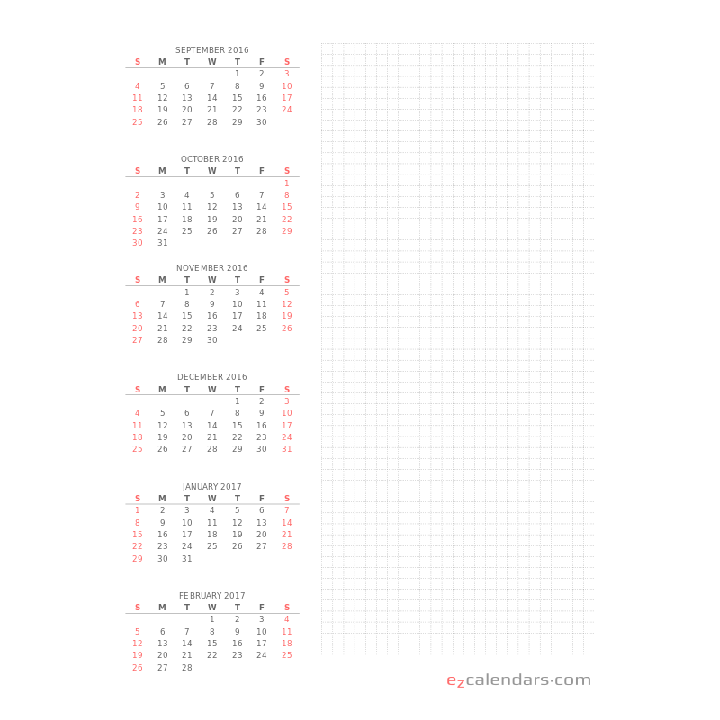 Printable Calendar 6 Months Per Page