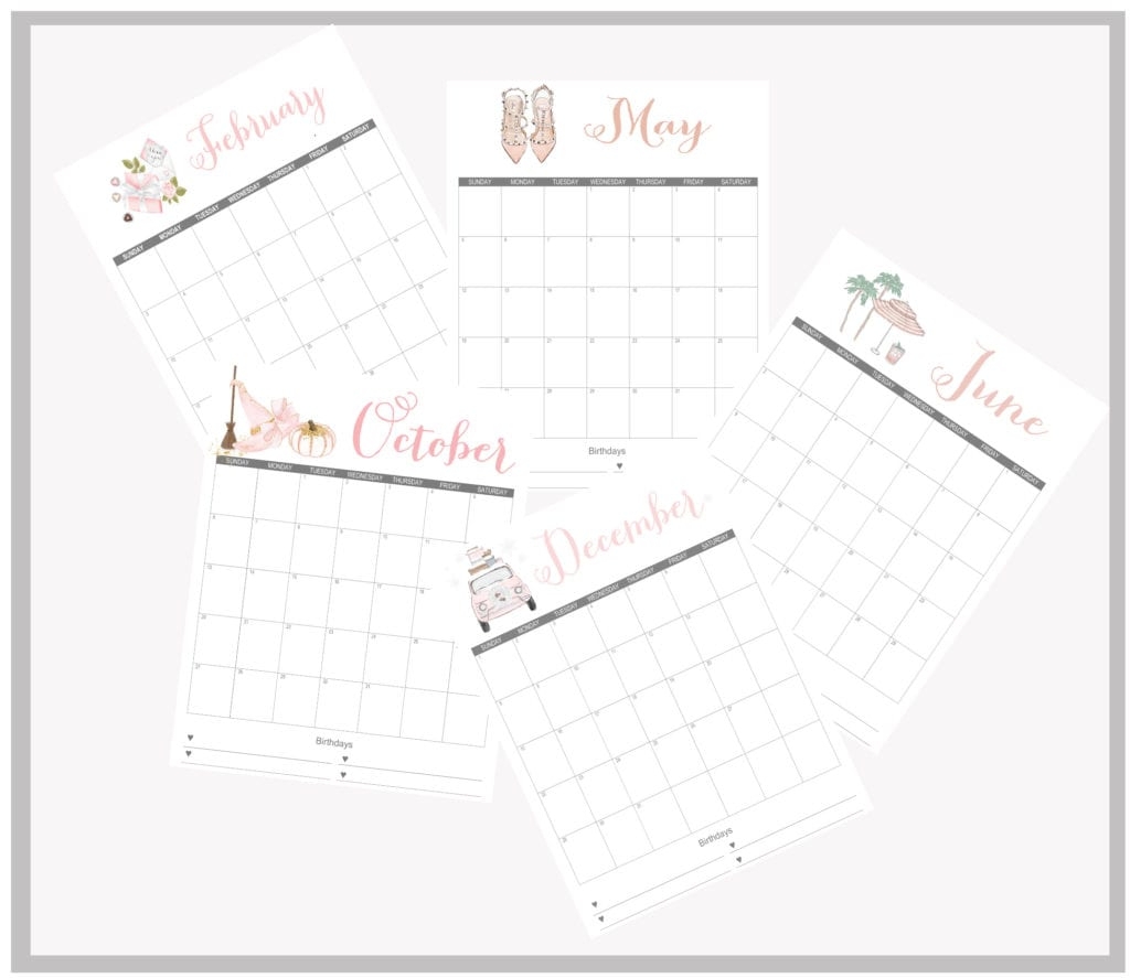 Stylish 2019 Printable Monthly Calendars Free Summer Adams