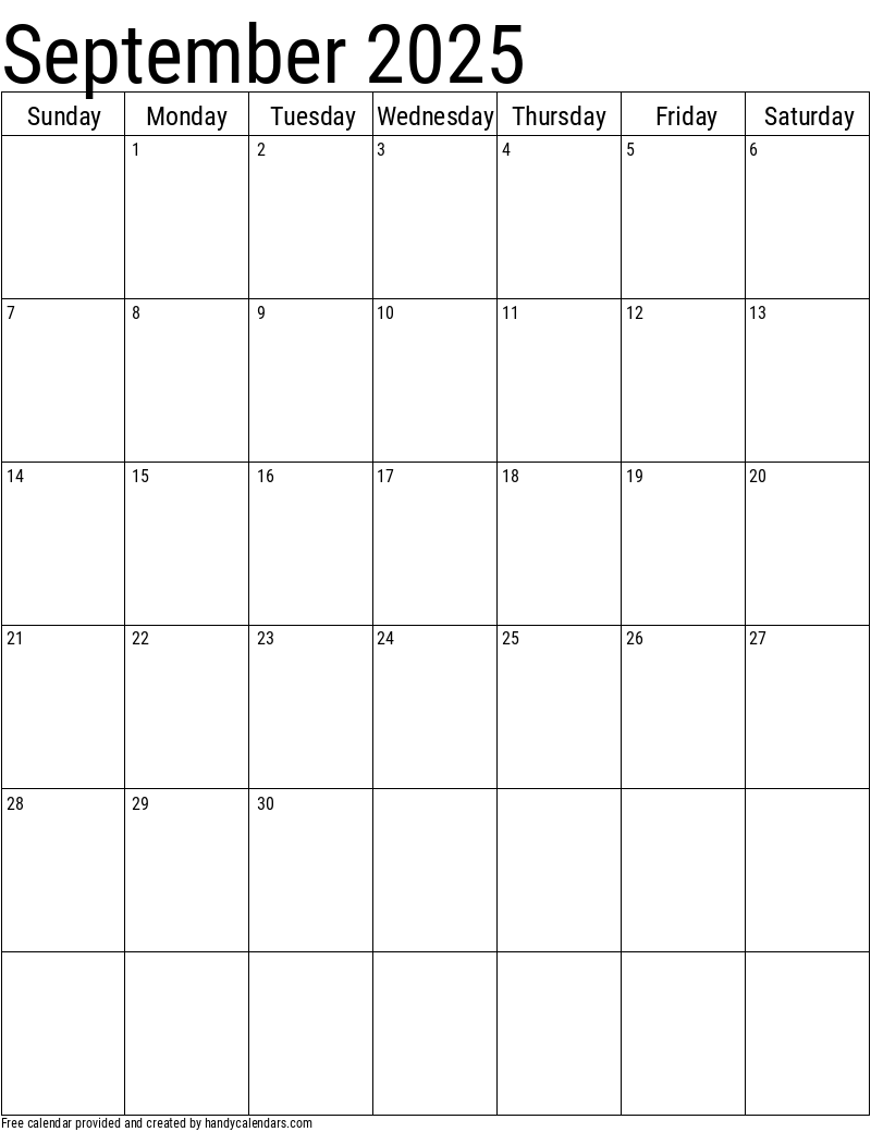 Vertical 2025 Calendar Templates Handy Calendars