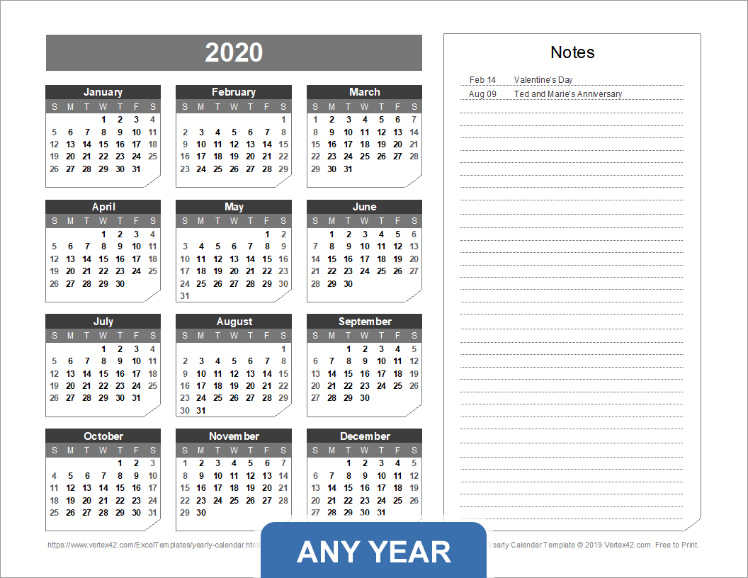 Printable Yearly Calendar Add Image