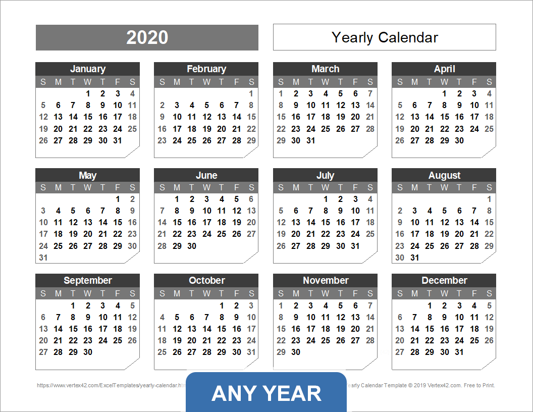 Full Page Landscape Mode Printable Calendar