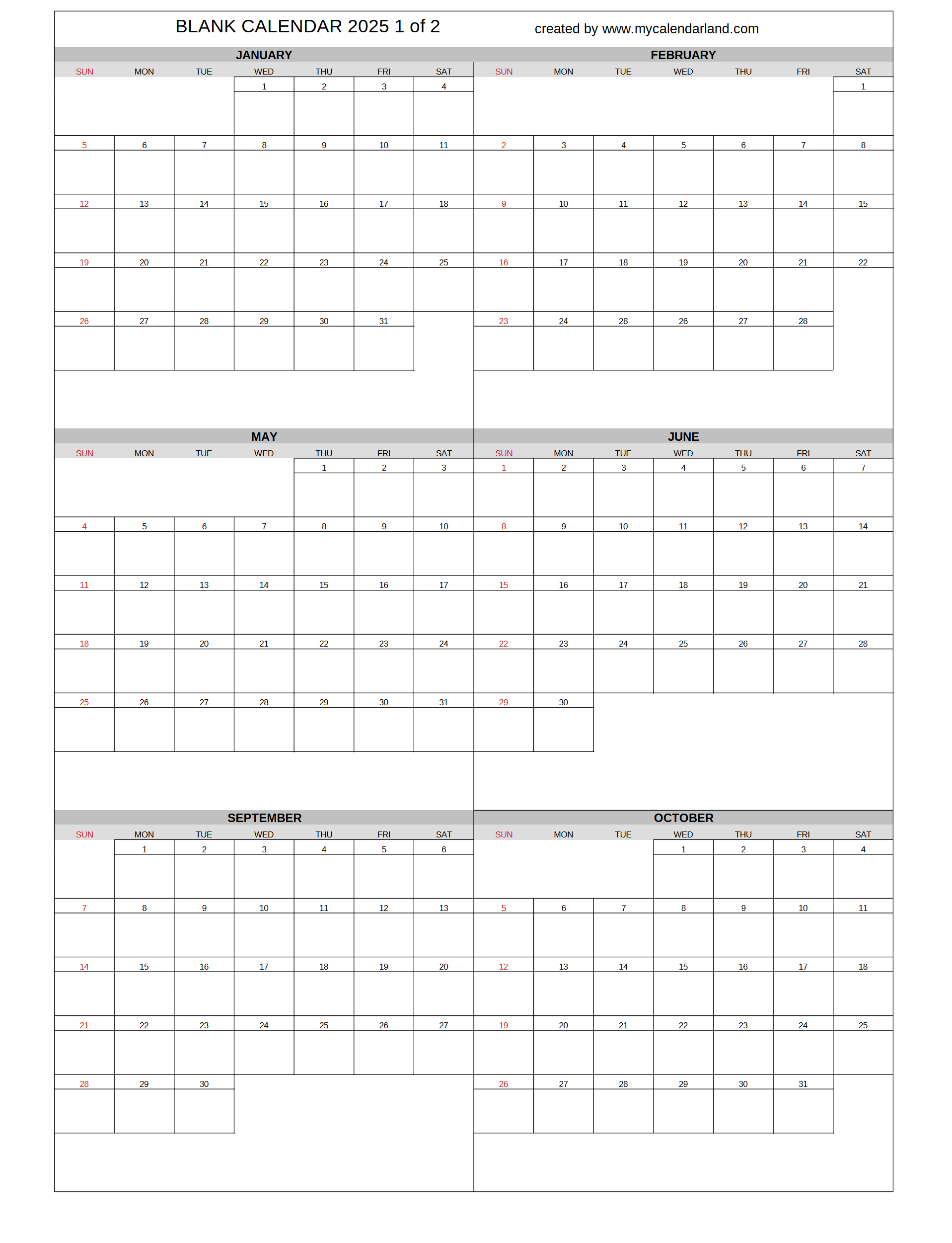 Printable Calendar Year