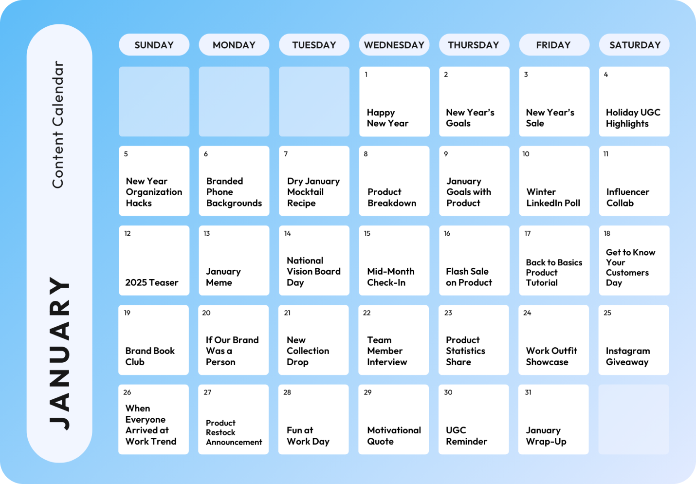 Your January 2025 Social Media Planner Plann By Linktree