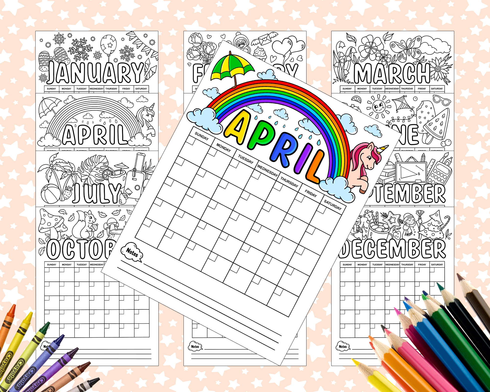 12-Month Calendar Free Printable