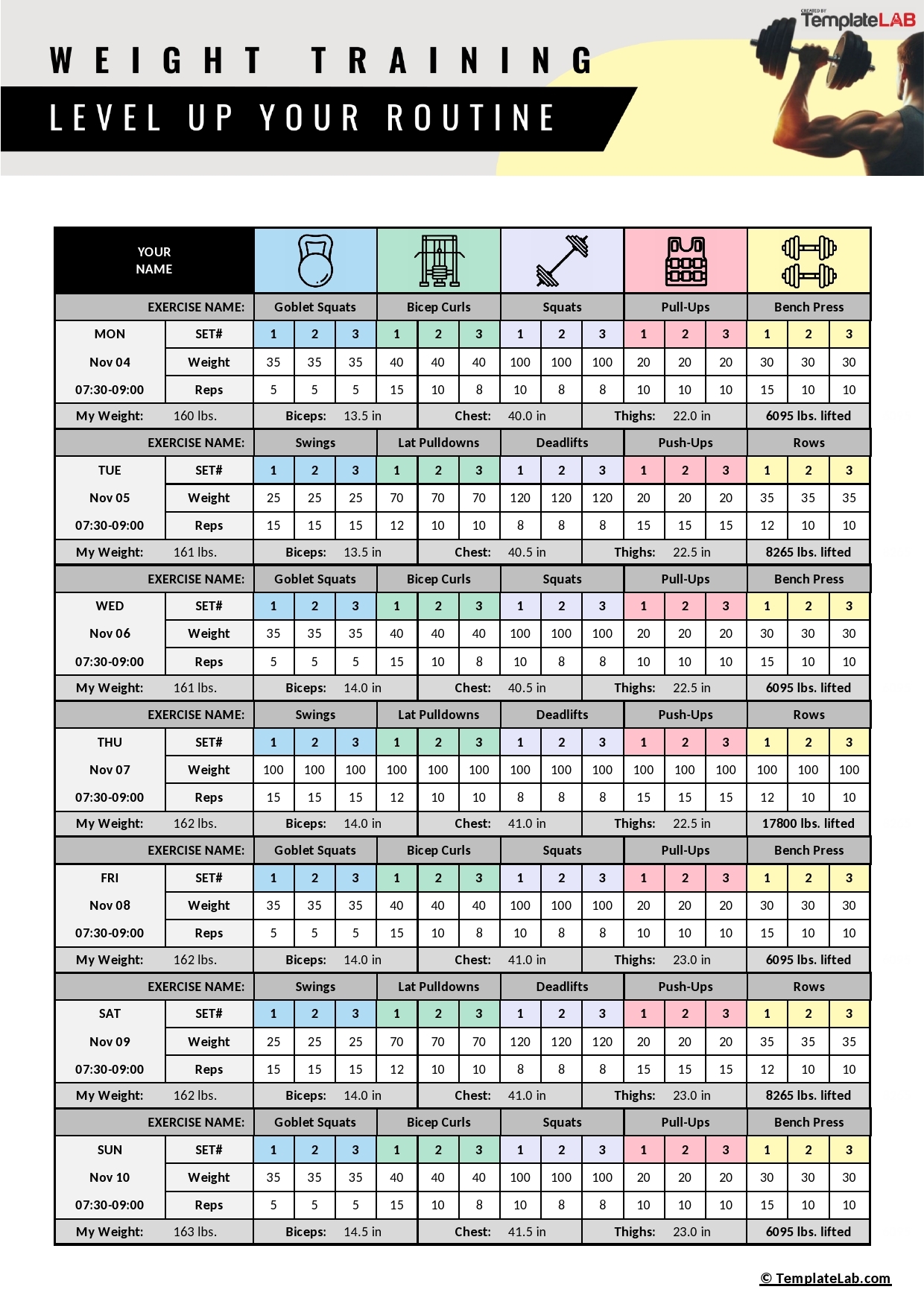 Printable Exercise Log Calendar