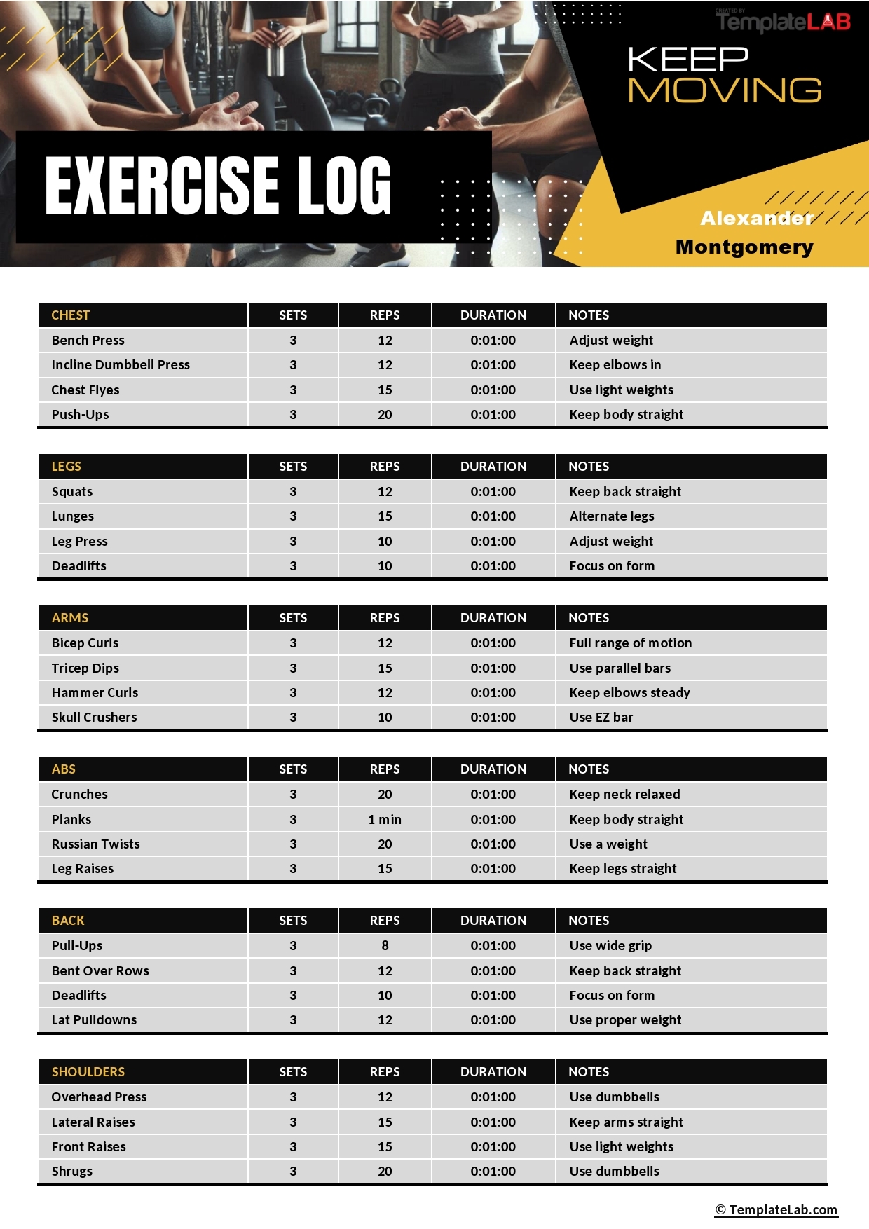 15 Effective Workout Log Calendar Templates TemplateLab