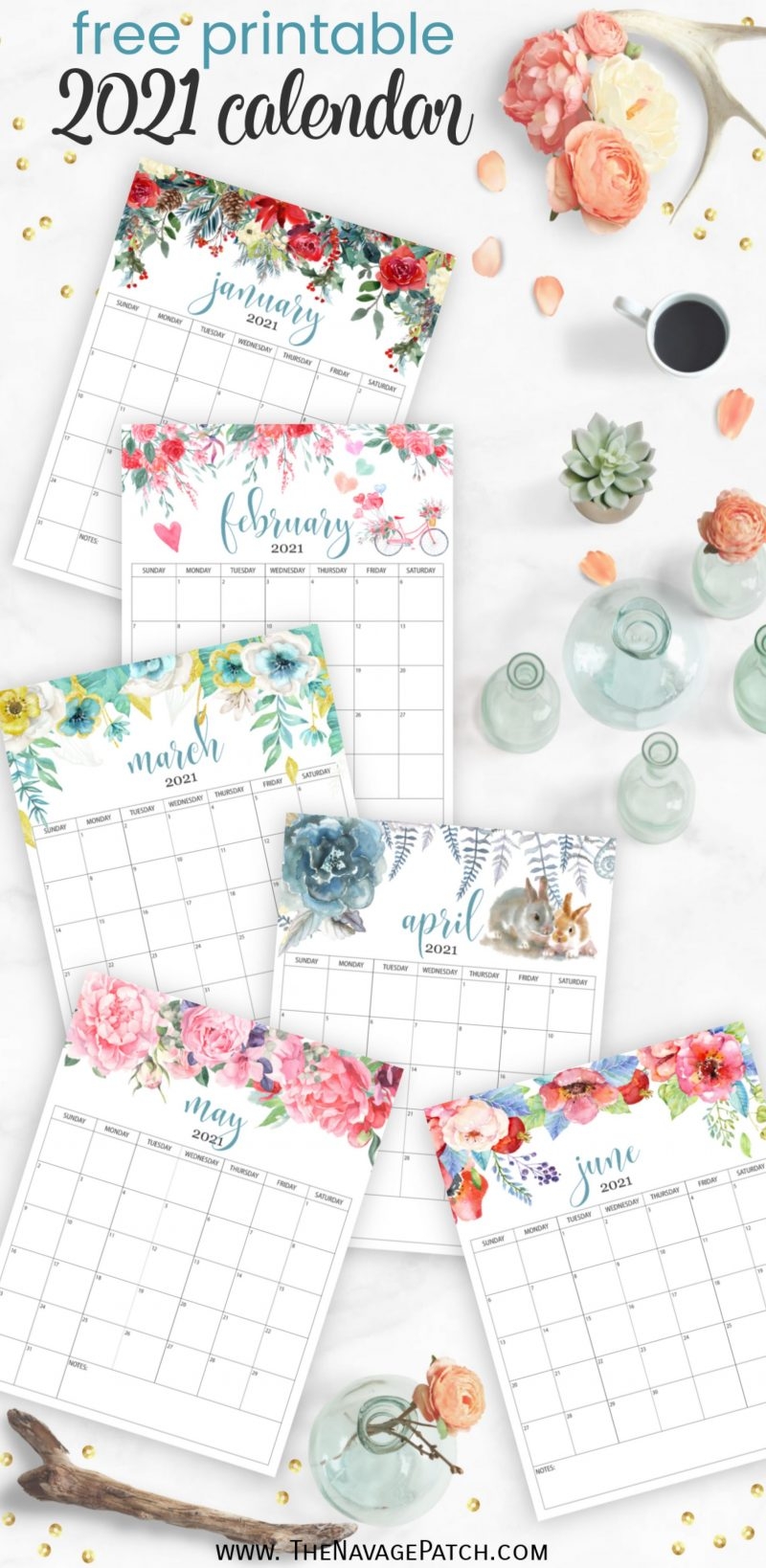 2021 Free Printable Monthly Calendars Lolly Jane