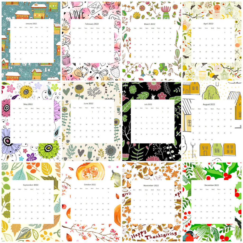 2022 Colorful Monthly Calendars Free Printable Hearth And Vine