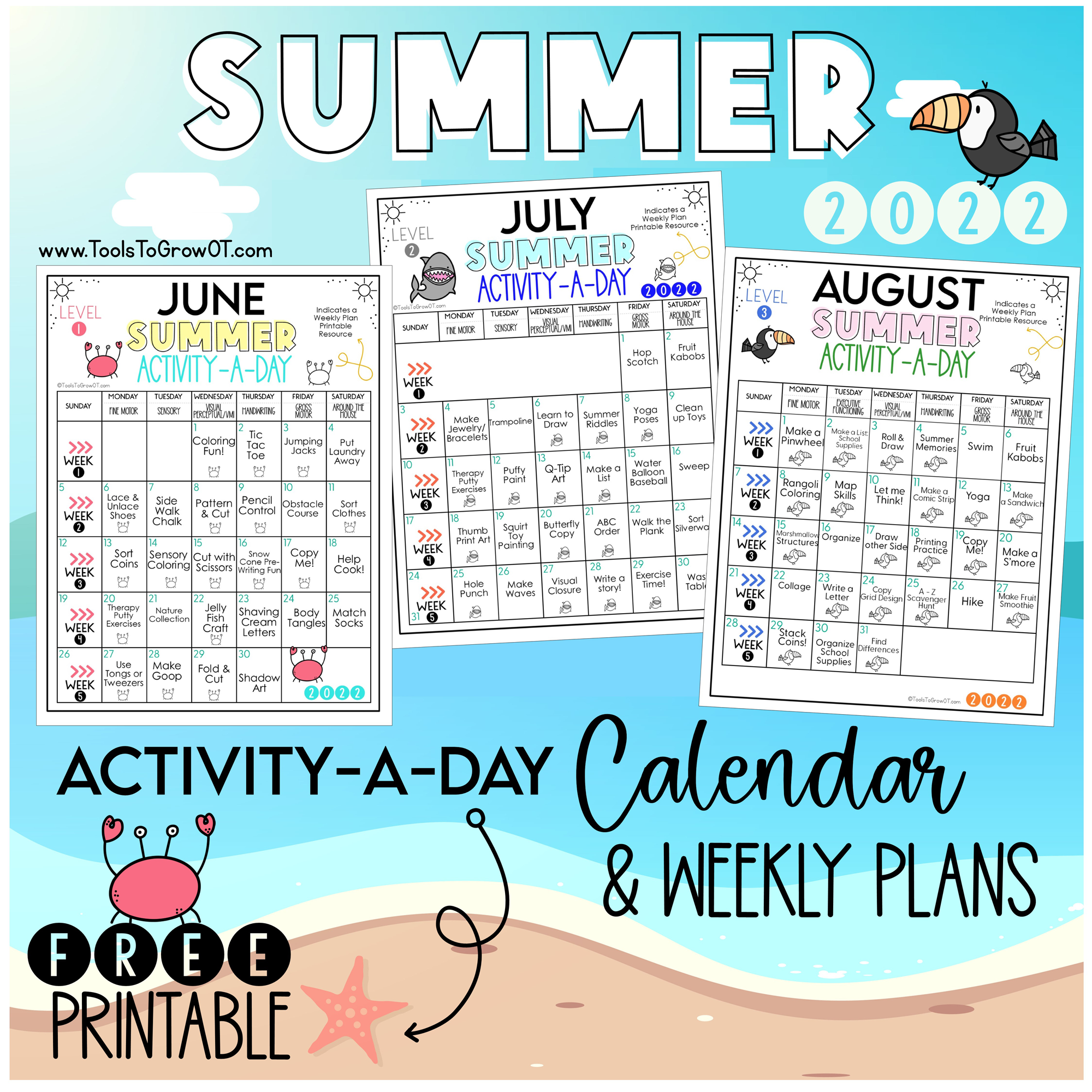 2022 Summer Activity a Day Calendar And Detailed Weekly Plans Blog Tools To Grow Inc 