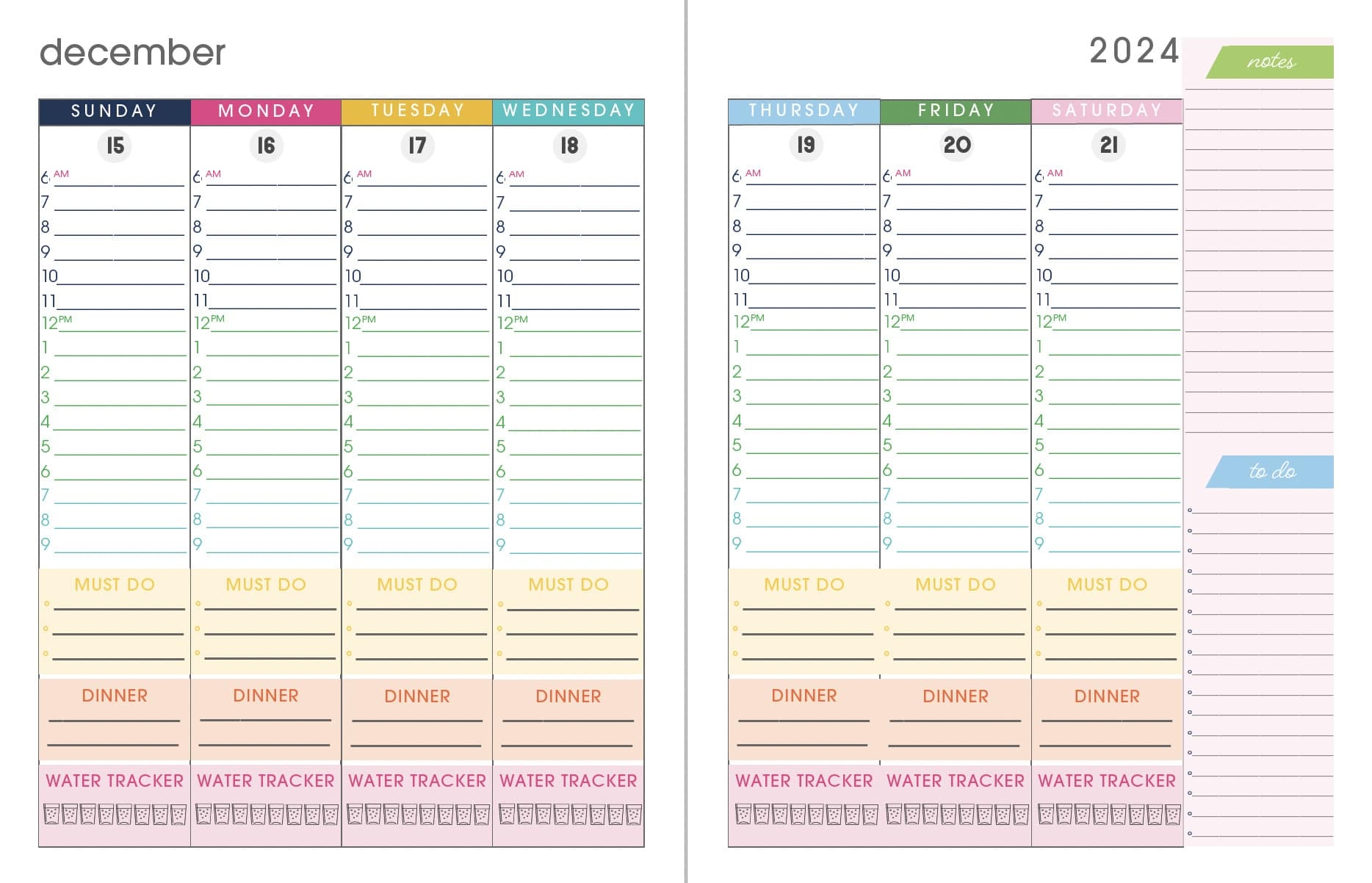 2024 2025 Dated 2 Page Daily Planner Calendar 