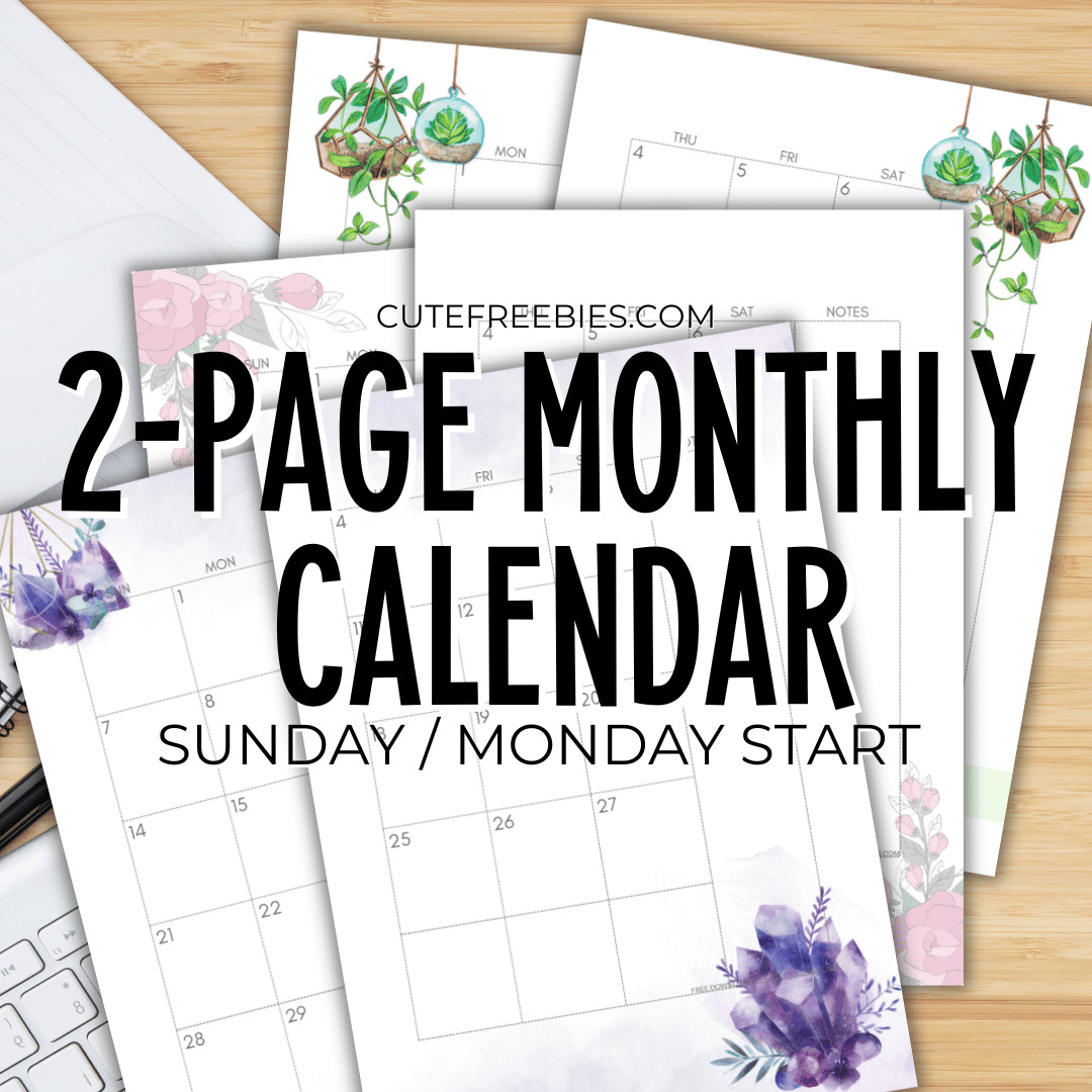2024 2025 Monthly Calendar Two Page Spread Free Printable Cute Freebies For You