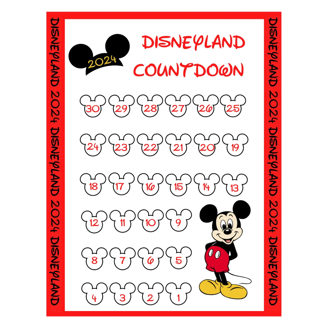 2024 And Now 2025 Printable Disneyland Travel Countdown Calendar Instant Digital Download Etsy