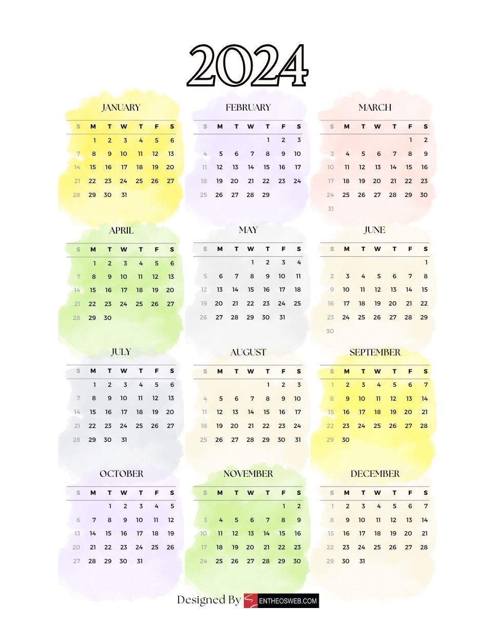 2024 PDF Calendars Free Printable PDF Downloads EntheosWeb