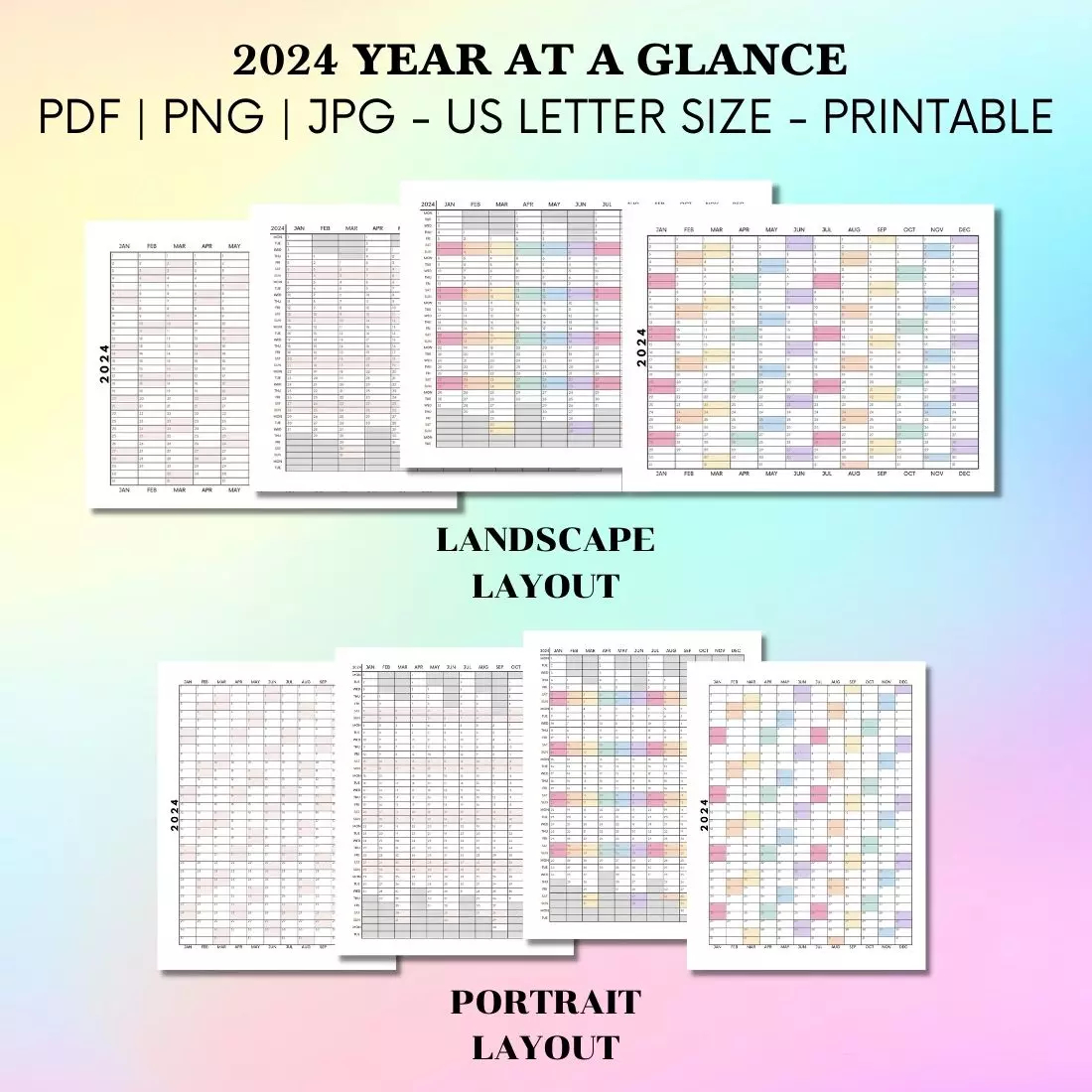 2024 Year At A Glance Printable MasterBundles