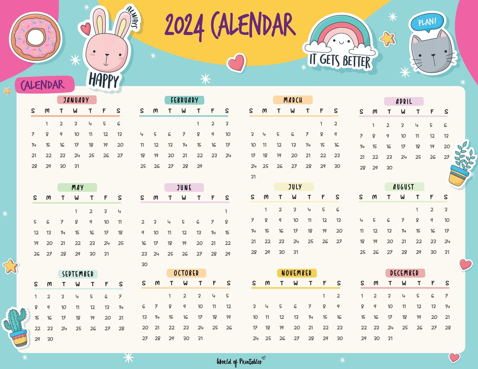 2024 Year Calendars 70 Best Printables World Of Printables