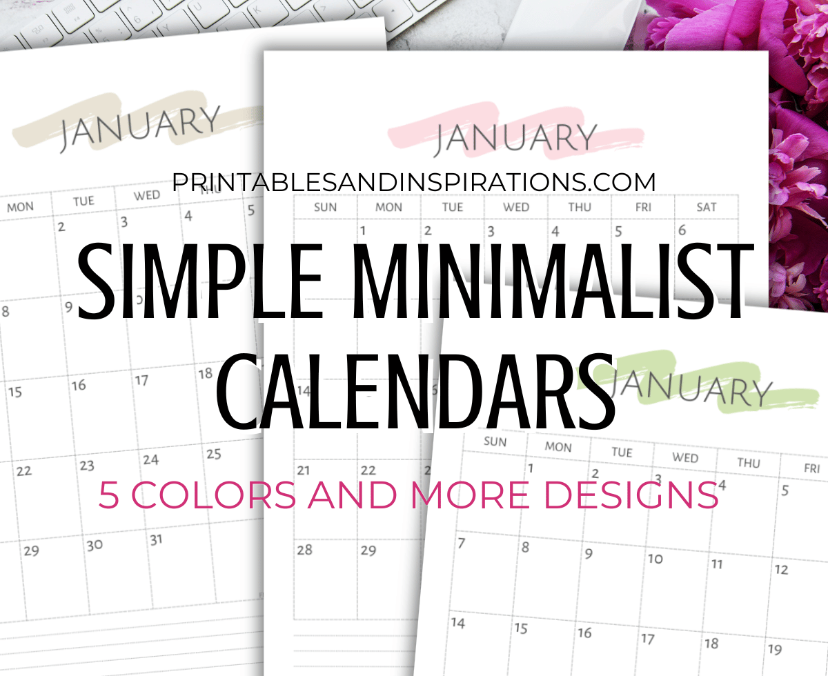 2025 2026 simple minimalist calendar monthly free printable pdf printables and inspirations