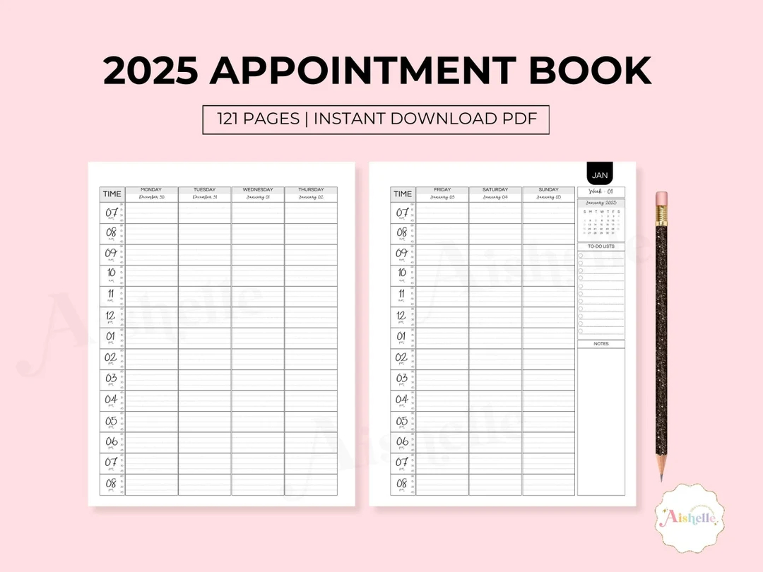 2025 Appointment Book Printable Appointment Planner With 15 Minute Increments PERSONAL USE Etsy