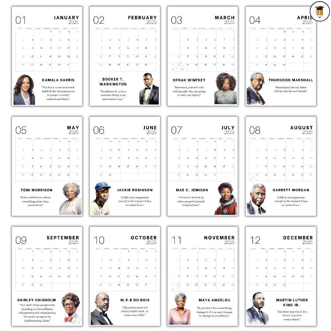 2025 Black History Calendar Bulletin Board Display Black History Decor African American History Printable Calendar 2025 Desk Etsy