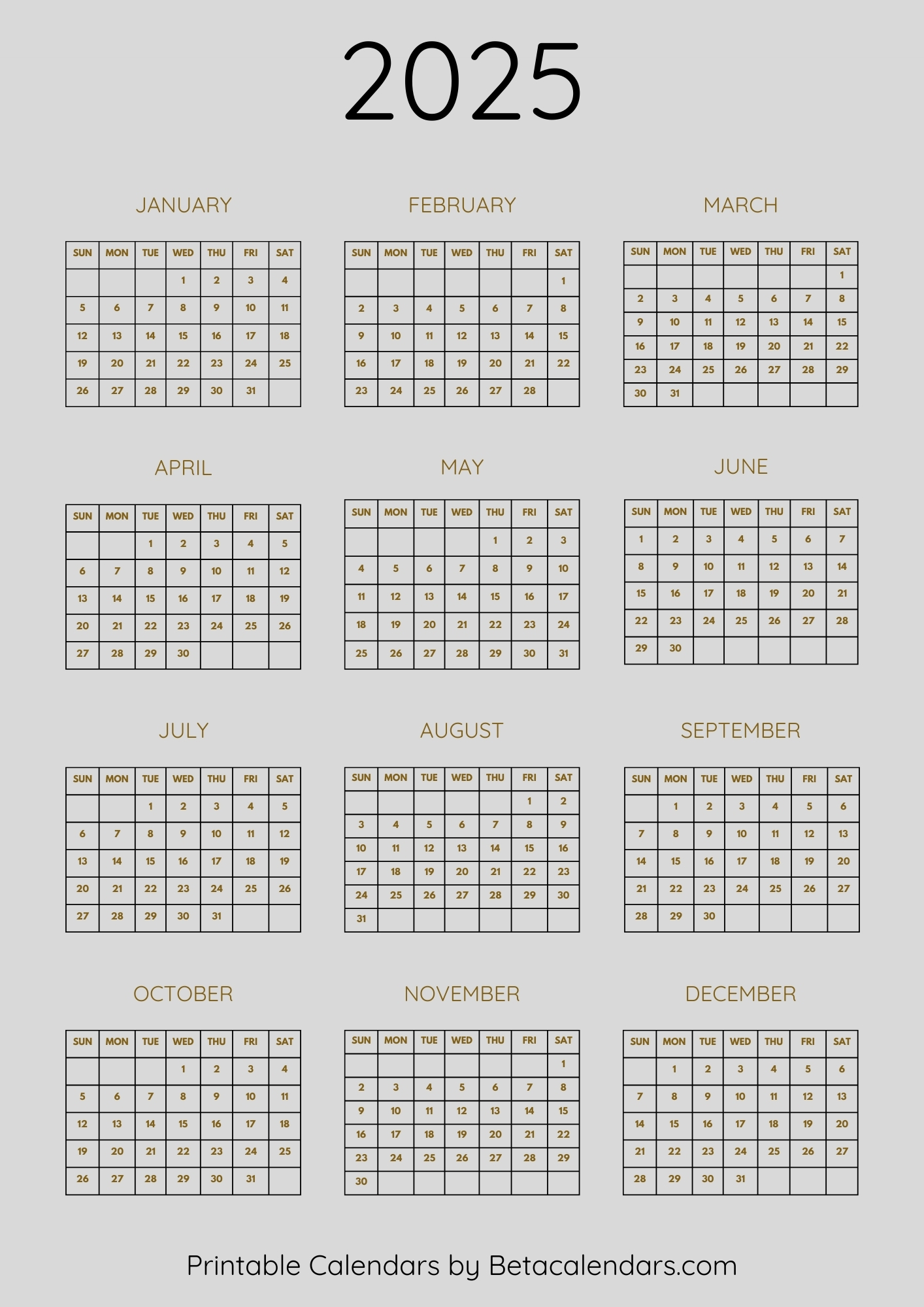 2025 Calendar Beta Calendars