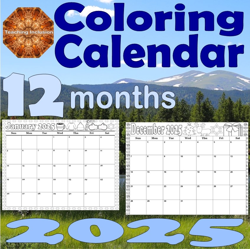 2025 Calendar Coloring Pages 1 Year 12 Months Blank Monthly Calendar Classful