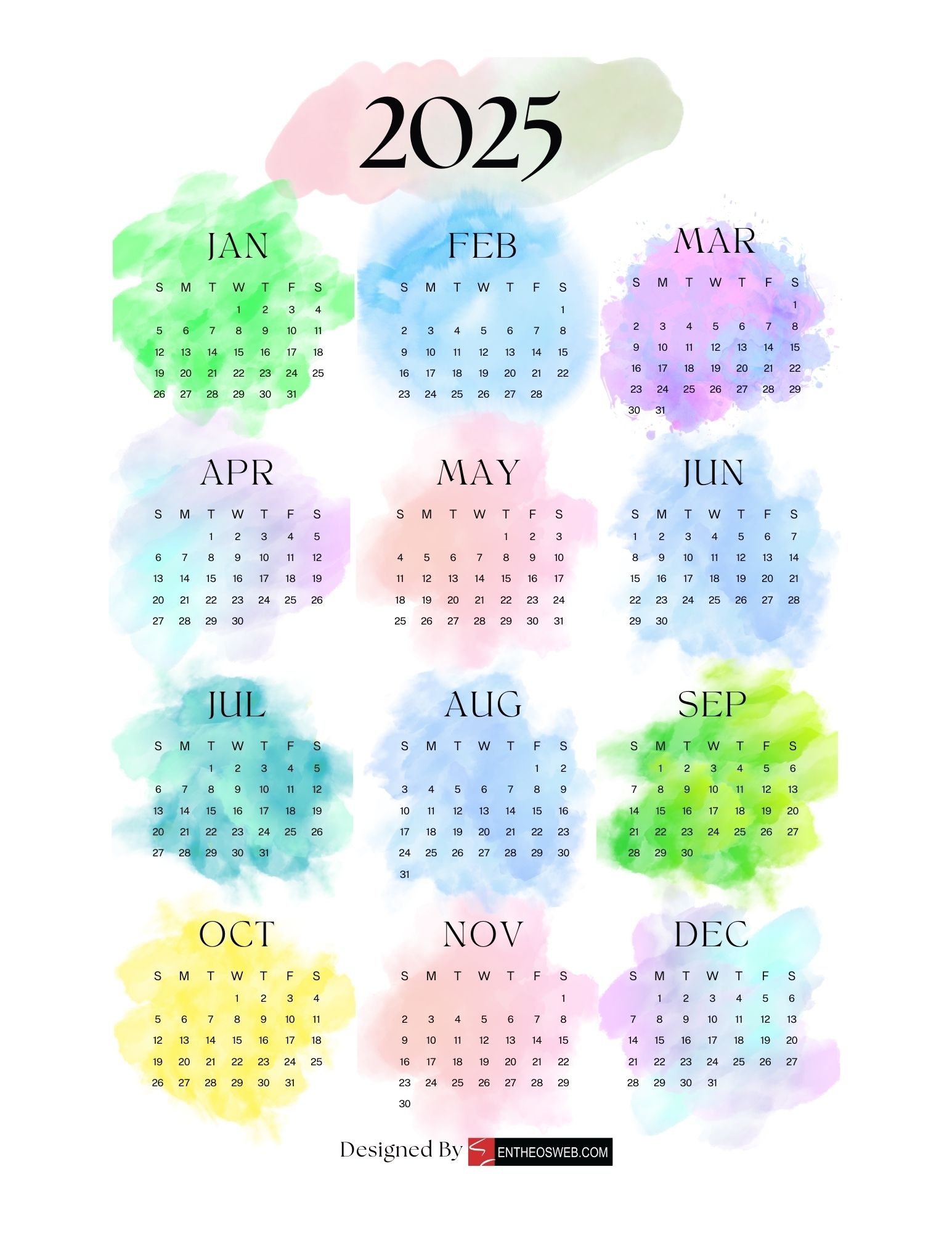 Free Printable Calendar 2025 Year