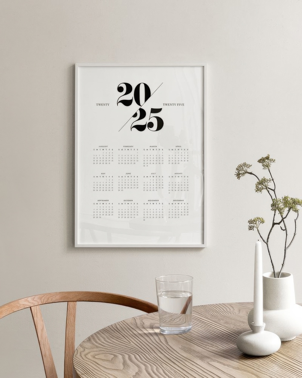 2025 calendar print minimalist poster desenio