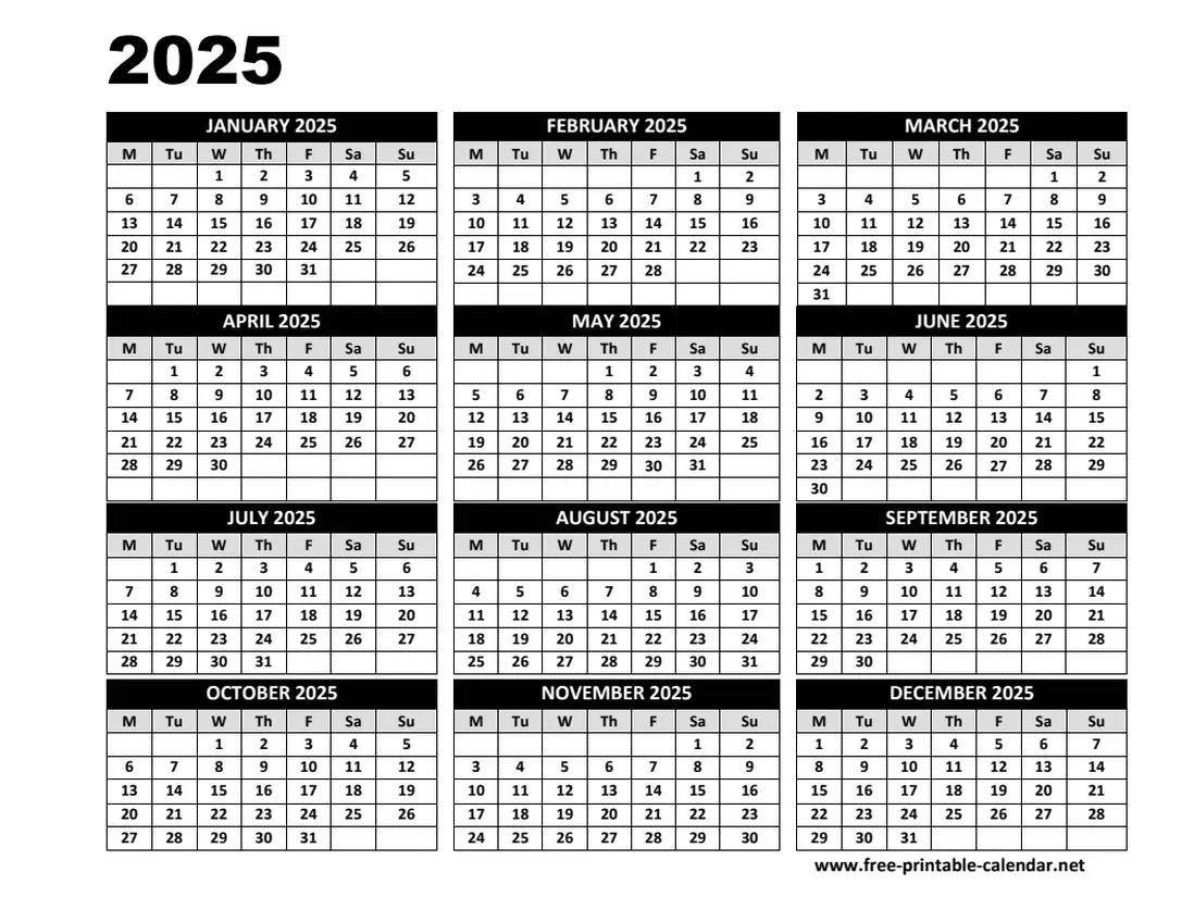 Printable Week Number Calendar 2025