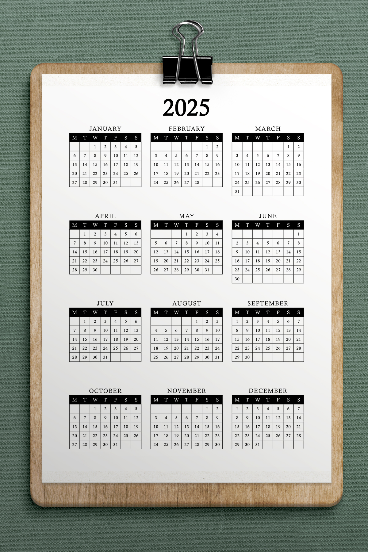 Good Printable Calendar Year At A Glance 2025