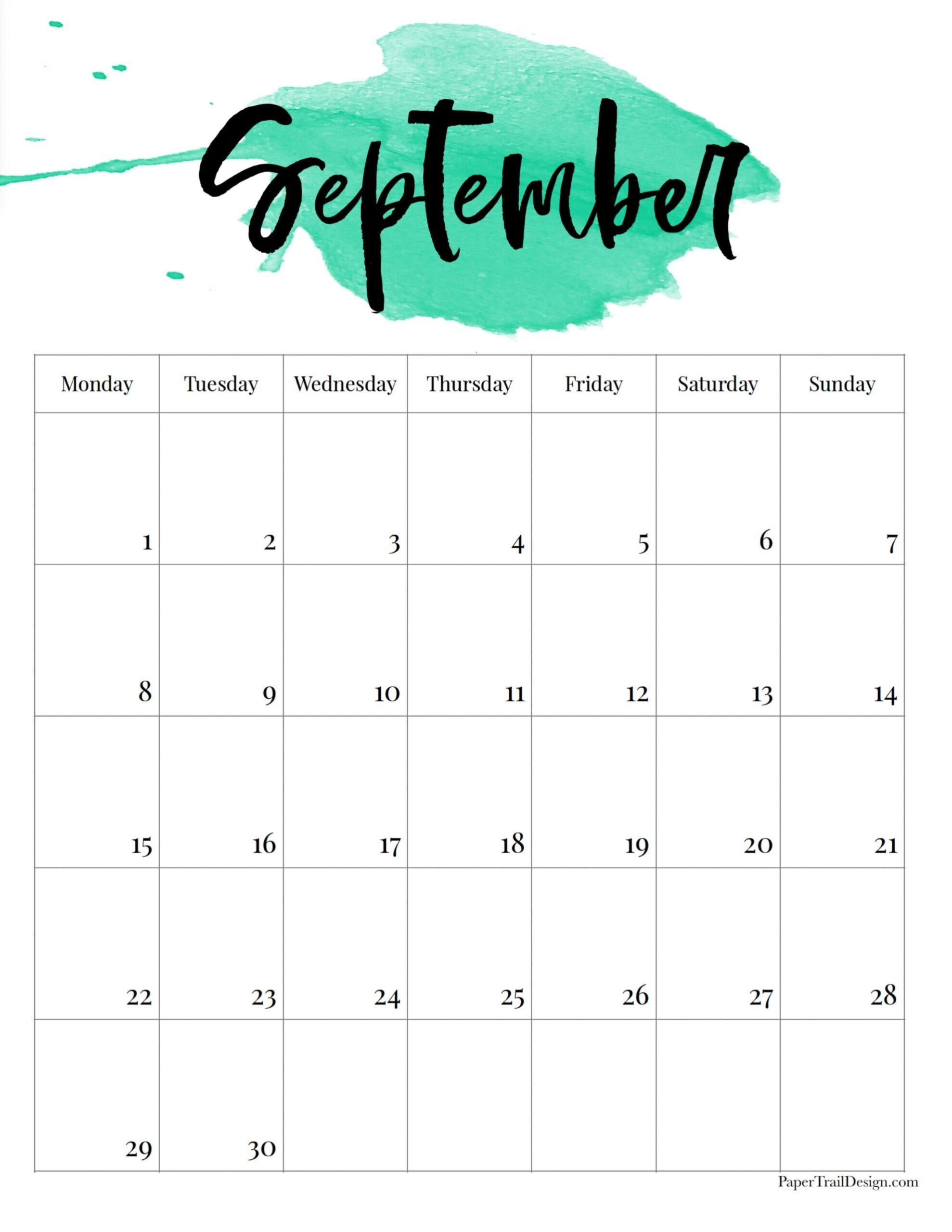 2025 Monday Start Watercolor Calendar Paper Trail Design