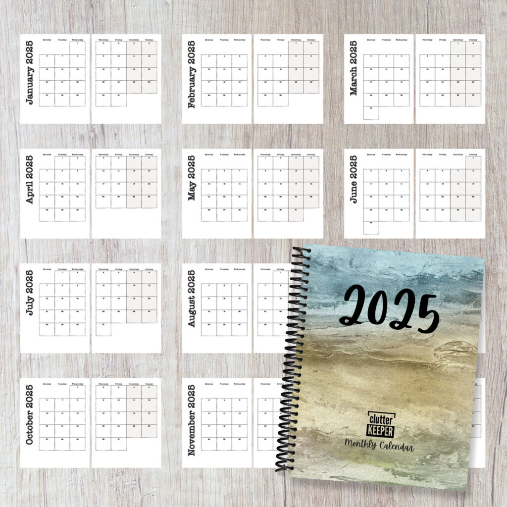 2025 Monthly Calendar By Clutter Keeper