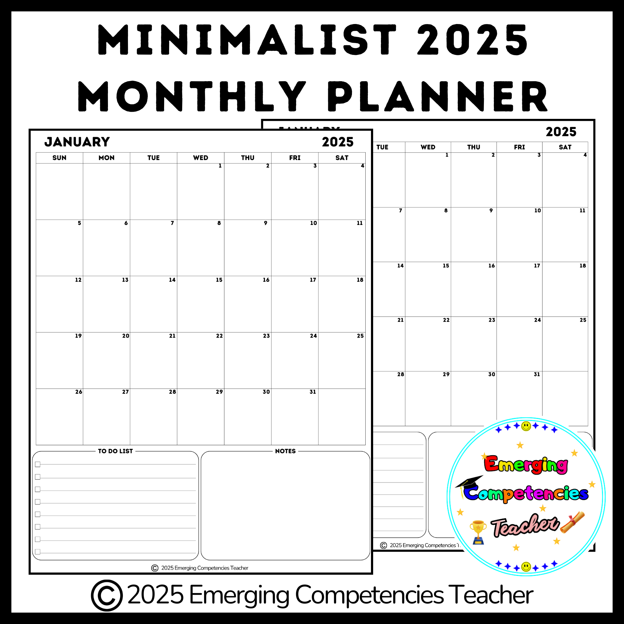 Printable Monthly Calendar Sheets 2025