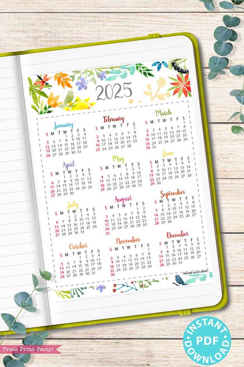 Printable Full Year Calendar 2025