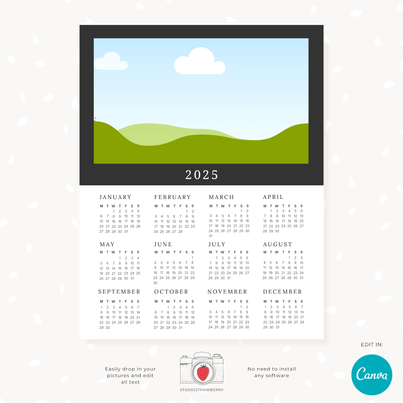 One Page 2025 Calendar Printable