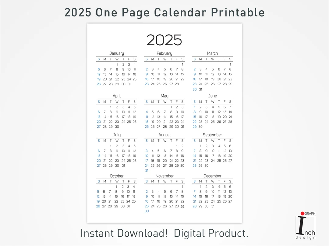 2025 printable calendar 12 months one page calendar wall calendar 2025 desk calendar minimalist home calendar decoration etsy ireland