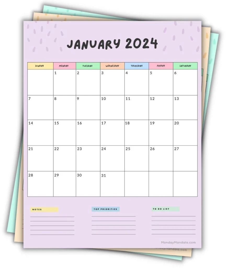 Free Printable 2025 Monthly Portrait Calendars