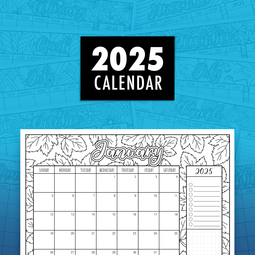 2025 Printable Colouring Calendar Creative Organised Fun