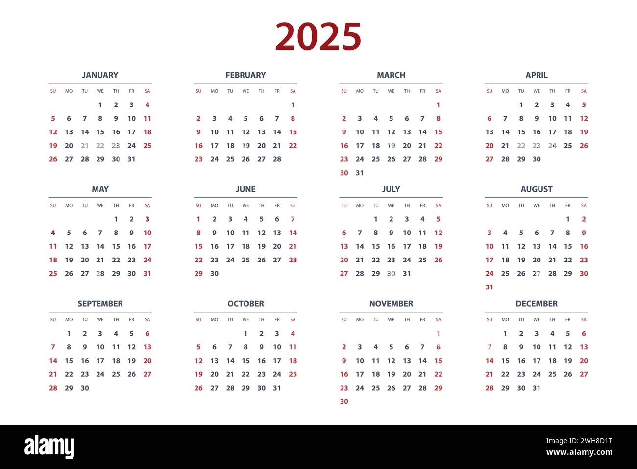 2025 Wall Calendar Cut Out Stock Images Pictures Alamy